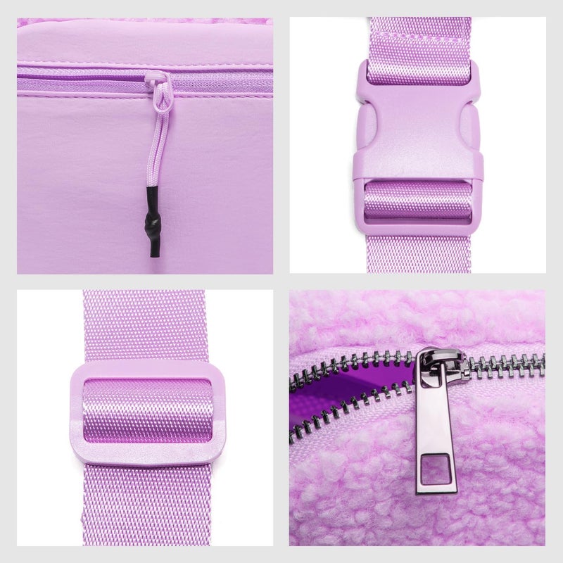 Gitus Fleece Belt Bag Sherpa Fanny Pack Crossbody Bags for Women Fashion Waist Packs with Adjustable Strap for Gym Travel Hiking Running Trending Gifts for Teen Girls Women Men (Lavender) - Image 4